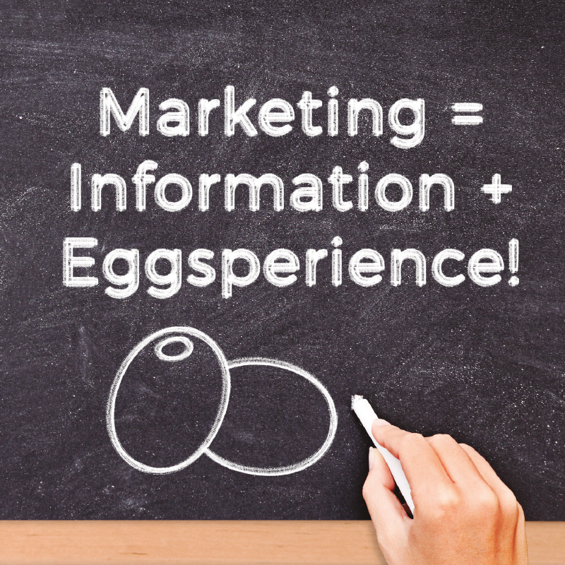 Marketing = Information + Eggsperience!